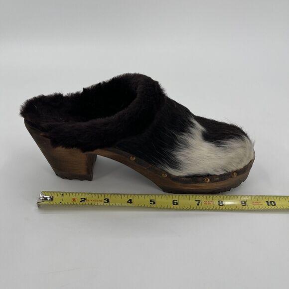 Tessa Swedish Clogs Womens‎ 40 Mountain Sole Cow Shearling Animal Print Colorado - Picture 9 of 12